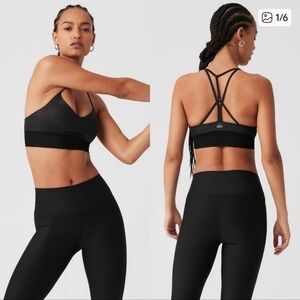 Alo Yoga Lavish Sports Bra In Black And Black Mesh Like New